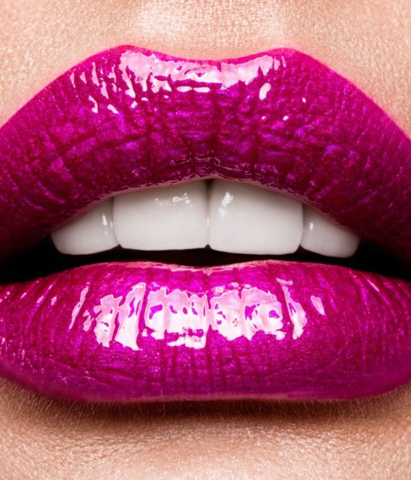 Sexy Lips. Beauty Pink Lips Makeup Detail.